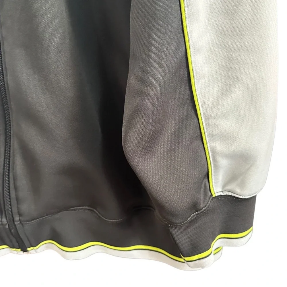 Nike Track Jacket Mens XL Grey Charcoal Good Neon Lime Color Block Activewear